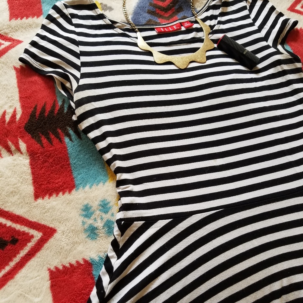 Black/White Striped Peplum top